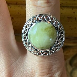 Natural Connemara Marble Sterling Silver Cocktail Ring Size 9